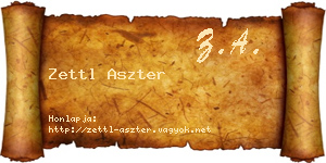 Zettl Aszter névjegykártya